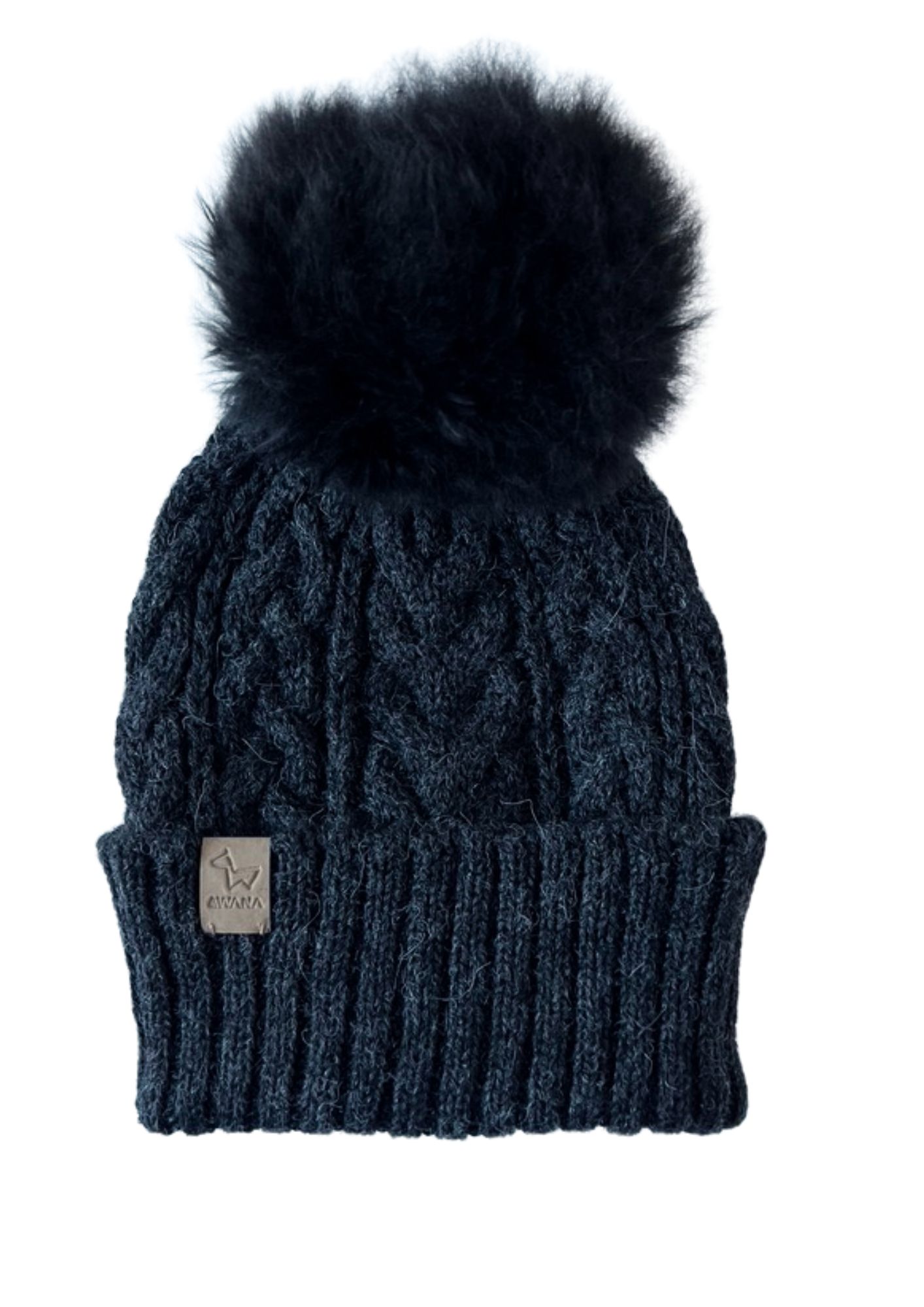 Beanie Charcoal with cables - Image 2