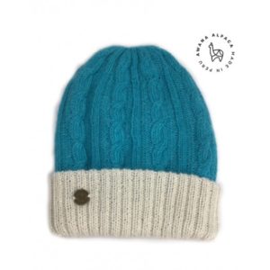 Reversible Beanie Turquoise & White