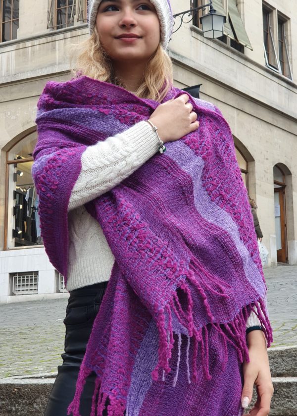 Shawl Baby Alpaca Bouclé Violet