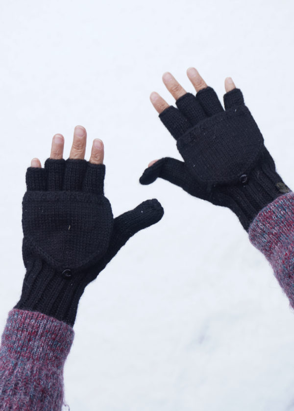 Mittens with pockets BLACK