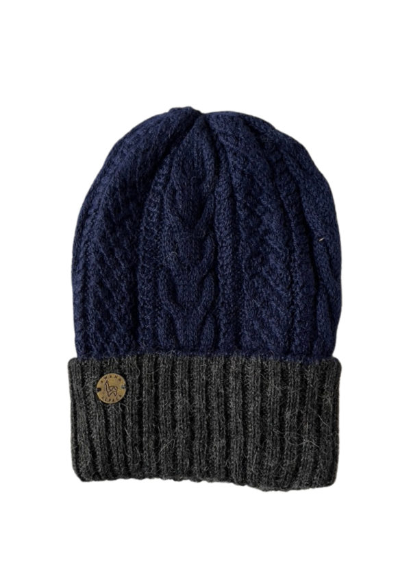 Beanie Blue & Charcoal reversible