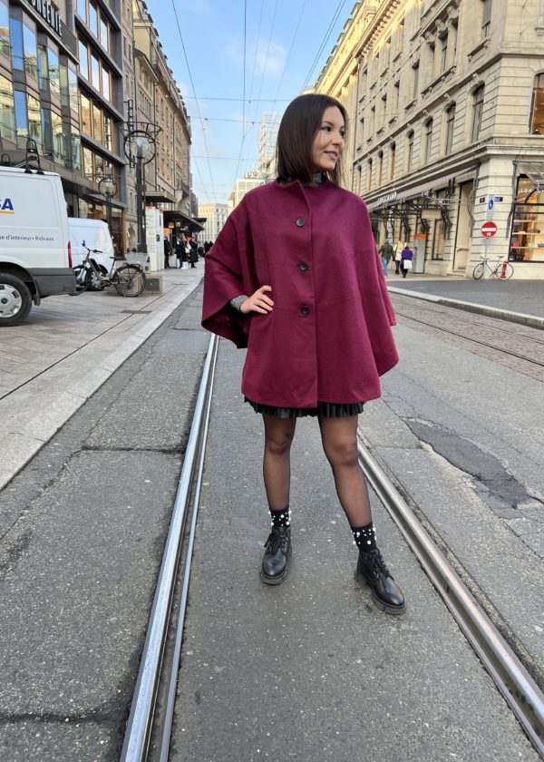 Baby Alpaca Cape Mercedes Burgundy