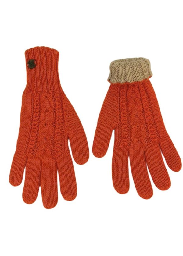 Alpaca gloves reversibles Orange & Camel