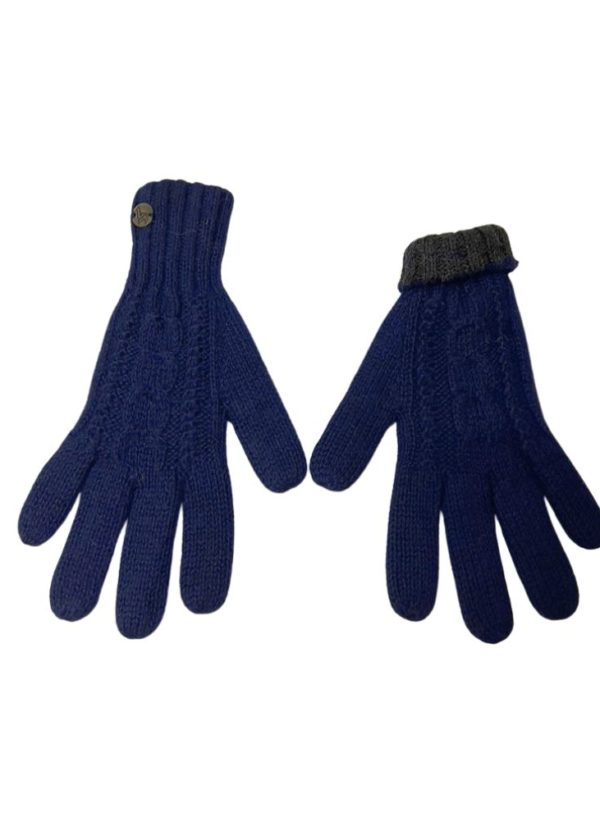 Alpaca Gloves reversibles Navy Blue & Gray Charcoal