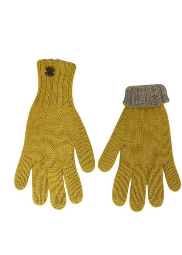 Alpaca Gloves reversibles yellow & silver gray