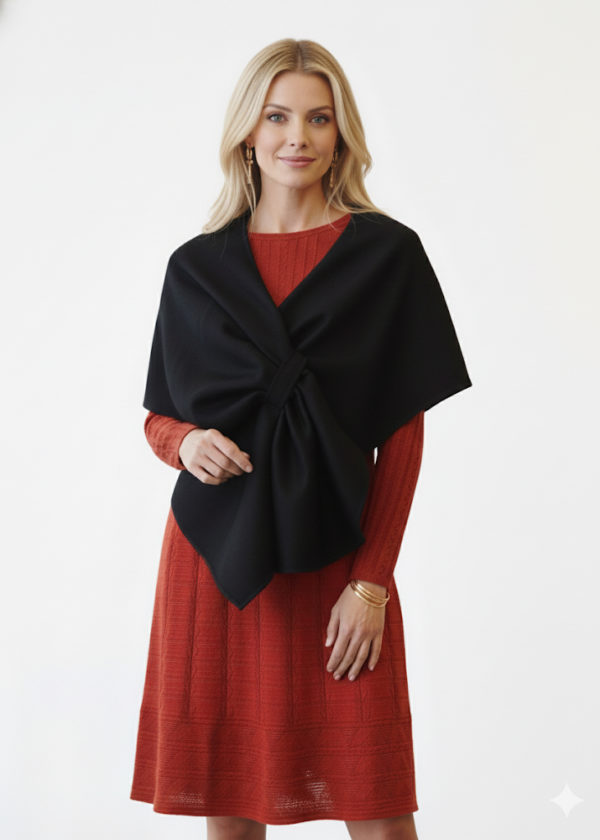 Baby Alpaca Capelet Cocktail Black
